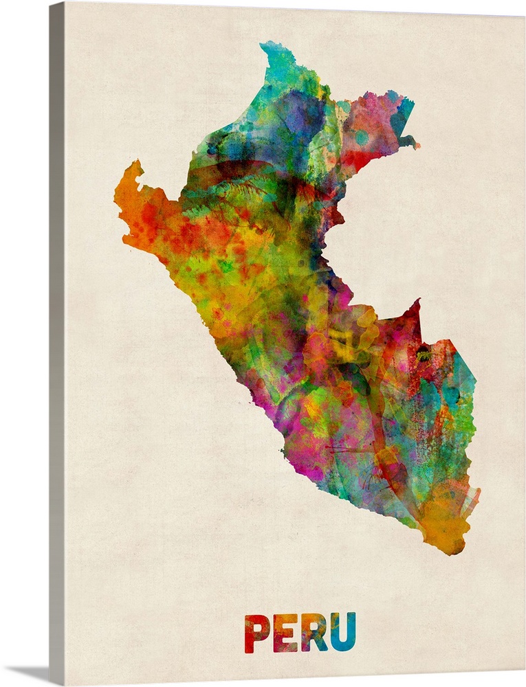 Michael Tompsett /'Watercolor World Map/' Rolled Canvas Art 18 x 24