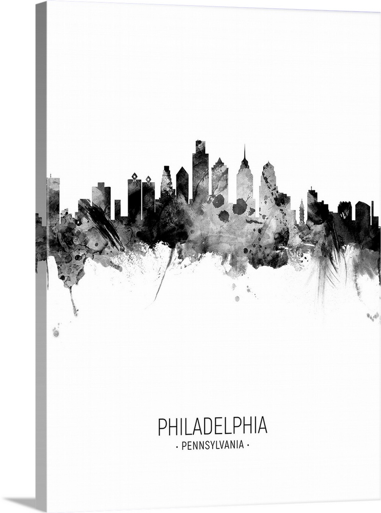 Watercolor art print of the skyline of Philadelphia, Pennsylvania, United States