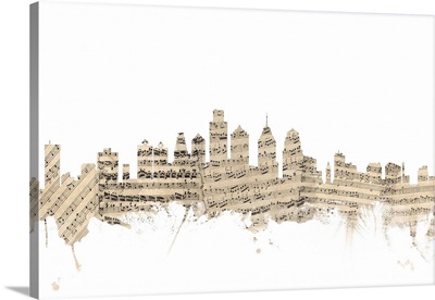 Philadelphia Pennsylvania Skyline Sheet Music Cityscape