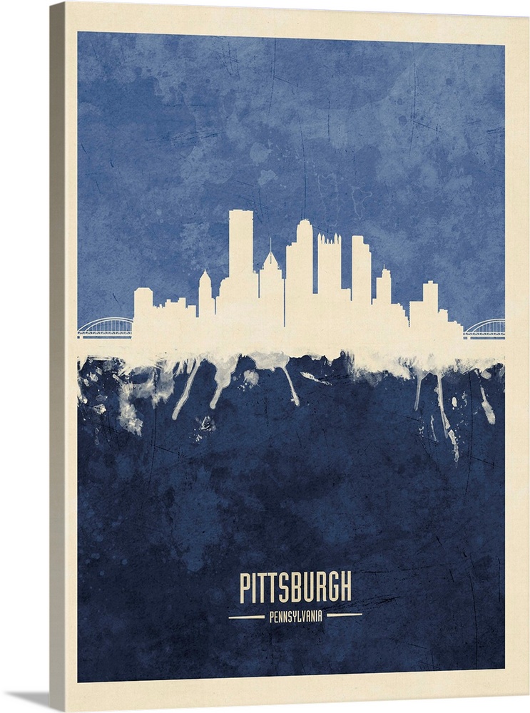 Watercolor art print of the skyline of Pittsburgh, Pennsylvania, United States
