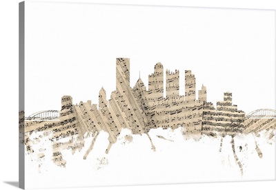Pittsburgh Pennsylvania Skyline Sheet Music Cityscape
