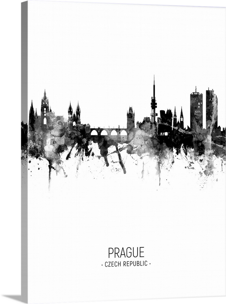 Watercolor art print of the skyline of Prague, Czech Republic (Praha)