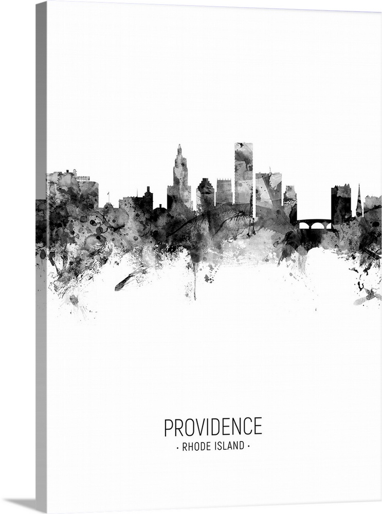 Watercolor art print of the skyline of Providence, Rhode Island, United States