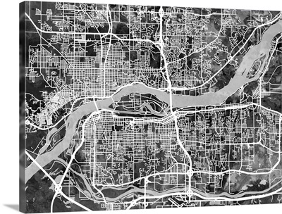 Quad Cities Street Map, Black and White
