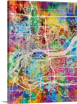 Quad Cities Street Map, Multicolor
