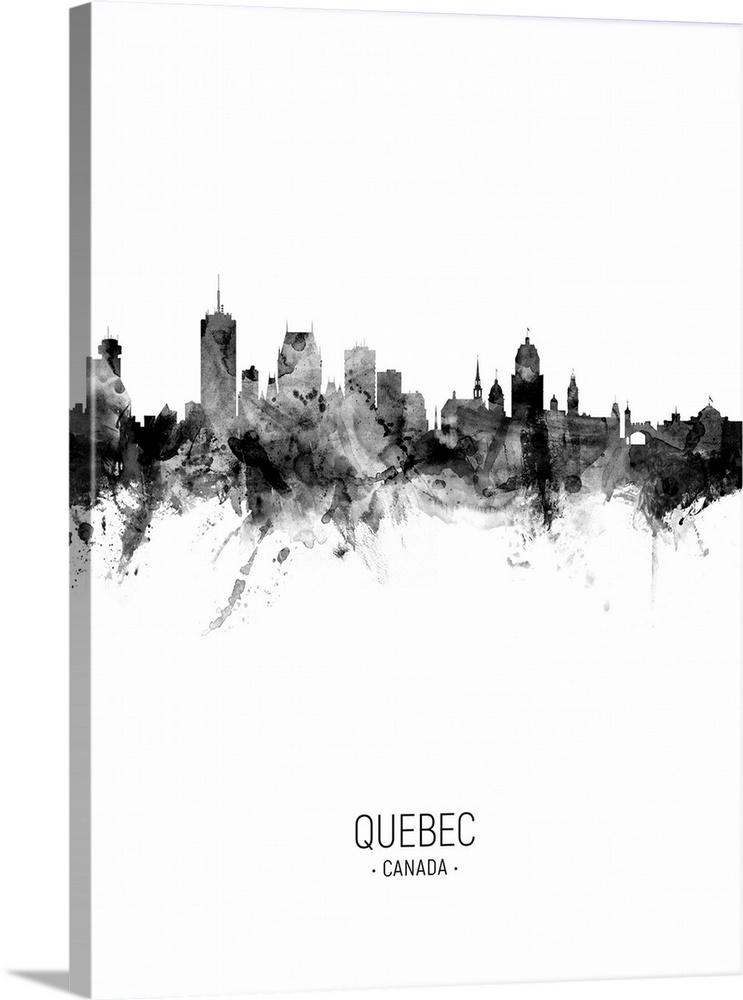Watercolor art print of the skyline of Quebec, Canada