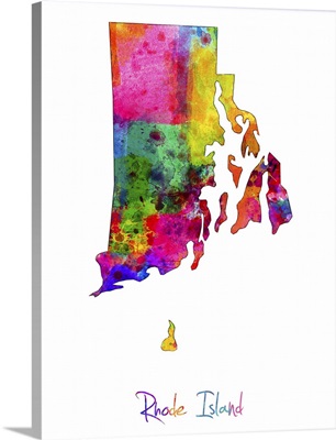 Rhode Island Watercolor Map
