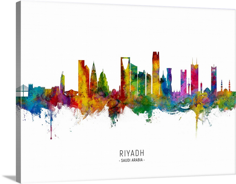 Watercolor art print of the skyline of Riyadh, Saudi Arabia
