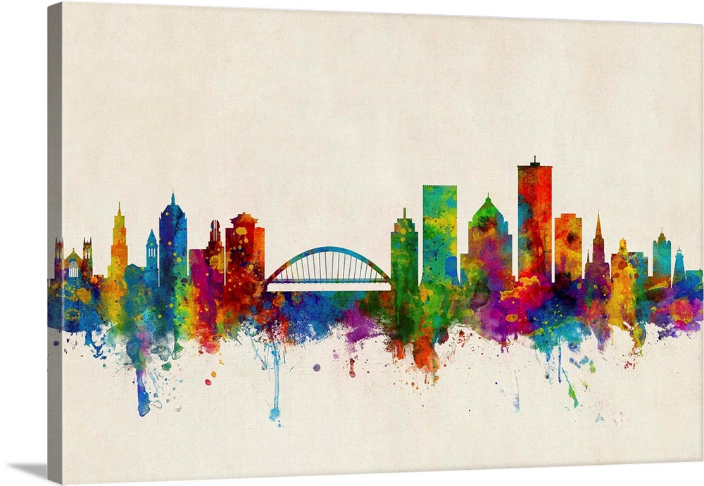 Watercolor art print of the skyline of Rochester, New York, United States