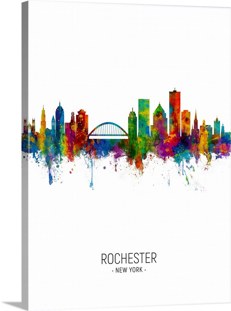 Watercolor art print of the skyline of Rochester, New York, United States