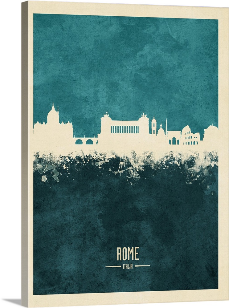 Watercolor art print of the skyline of Rome, Italy