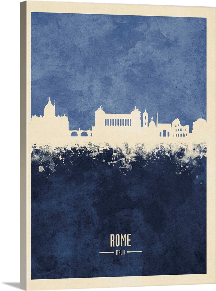 Watercolor art print of the skyline of Rome, Italy