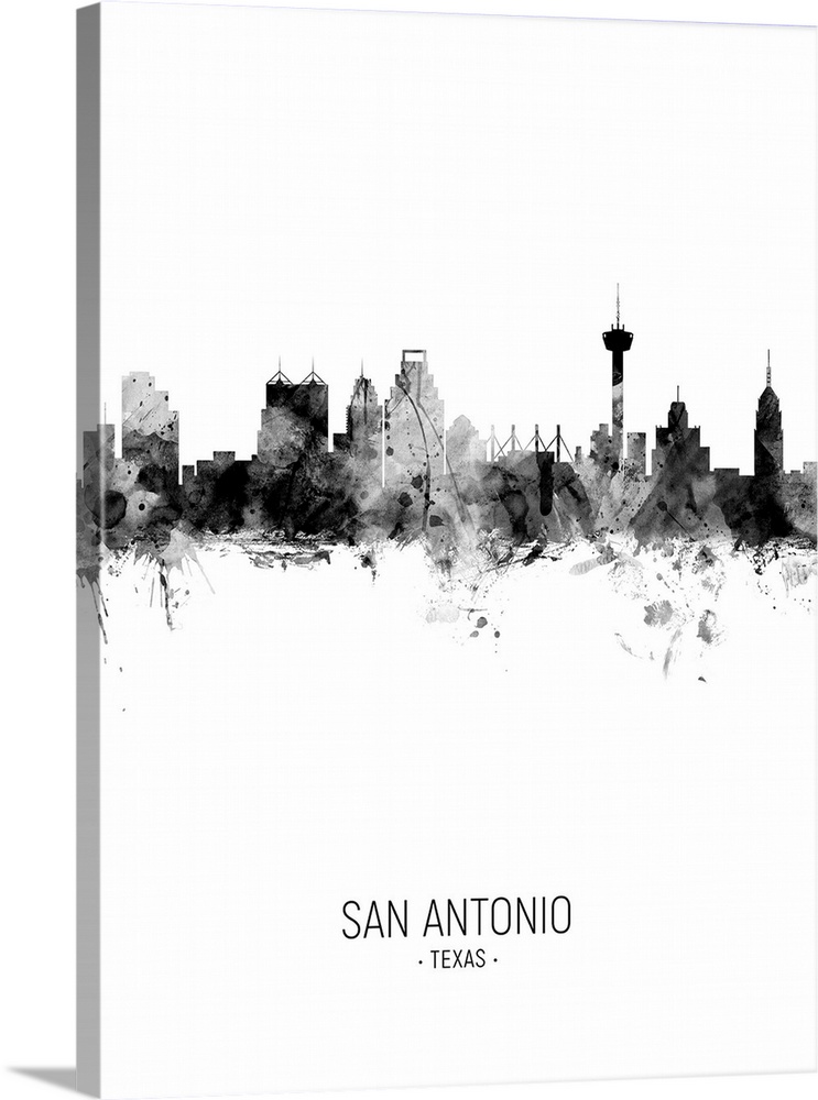 Watercolor art print of the skyline of San Antonio, Texas, United States