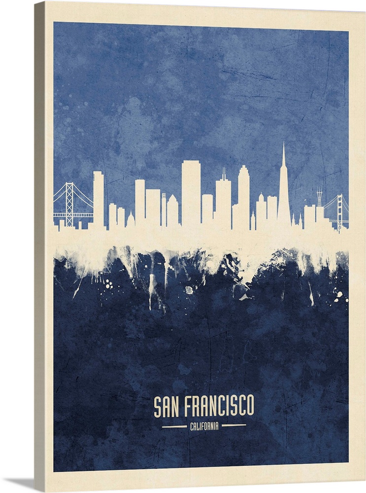 Watercolor art print of the skyline of San Francisco, California, United States