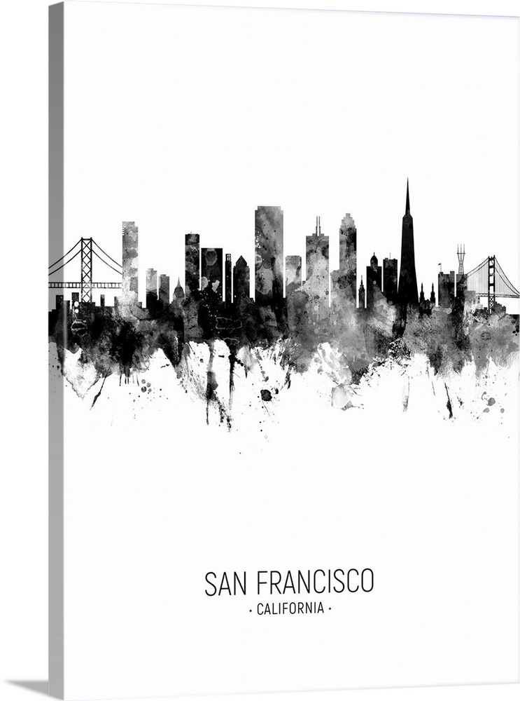 Watercolor art print of the skyline of San Francisco, California, United States