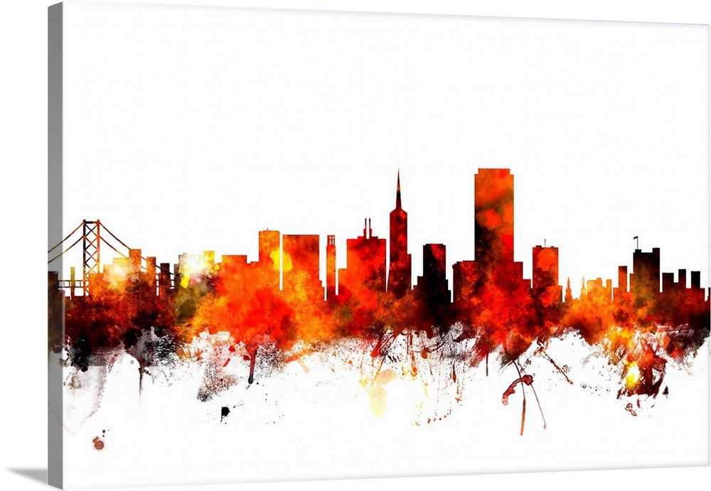 San Francisco City Skyline Wall Art, Canvas Prints, Framed Prints, Wall