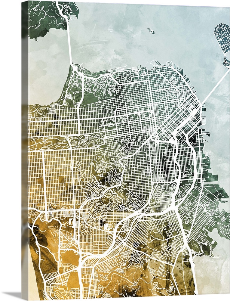 A street map of San Francisco, California, United States