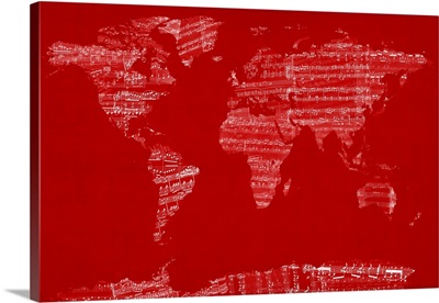 Sheet Music World Map, Red