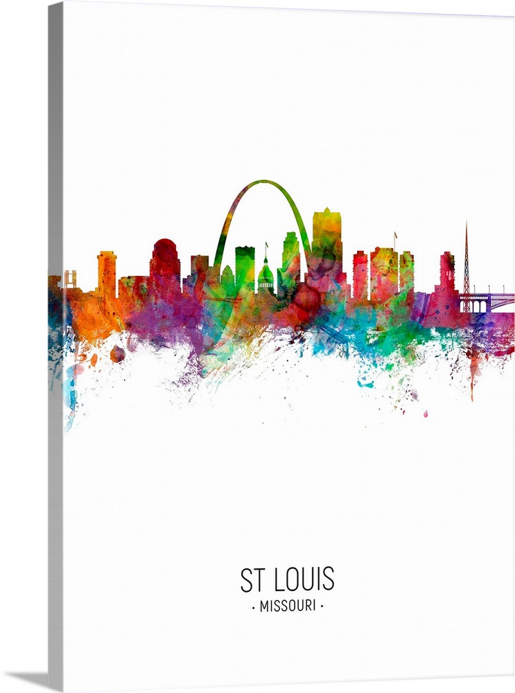 Watercolor art print of the skyline of St Louis, Missouri, United States