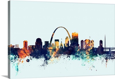 St Louis Missouri Skyline on Light Blue