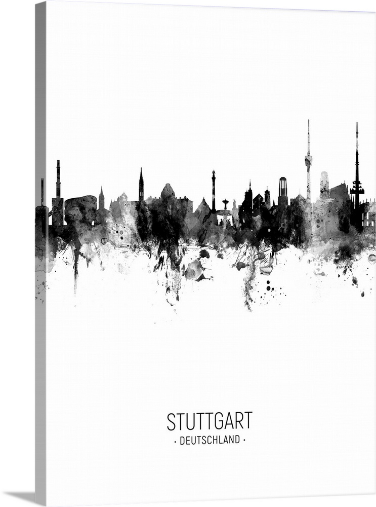 Watercolor art print of the skyline of Stuttgart, Germany