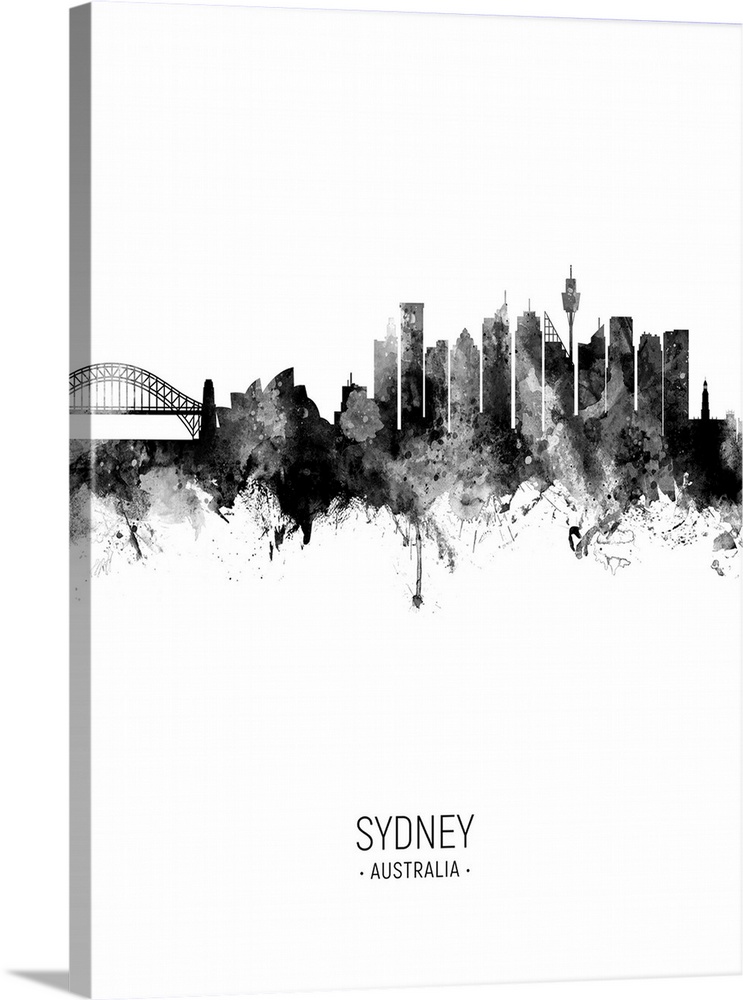 Watercolor art print of the skyline of Sydney, Australia