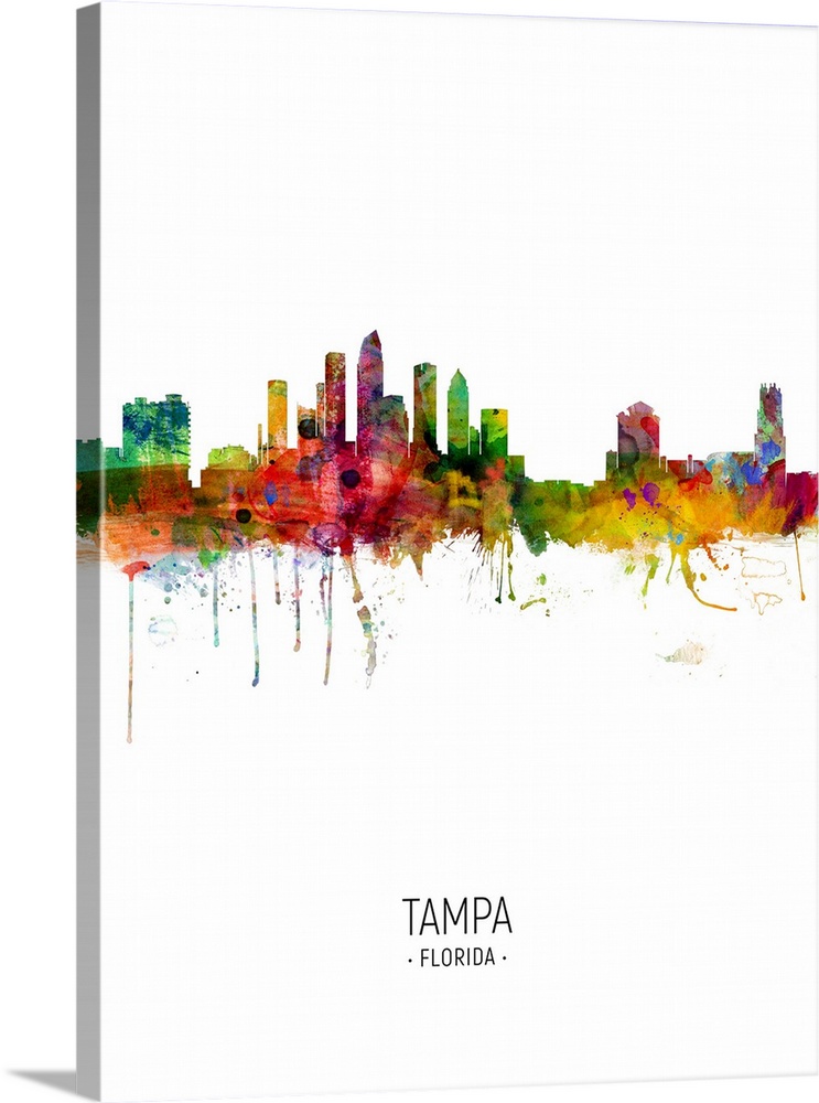 Watercolor art print of the skyline of Tampa, Florida, United States