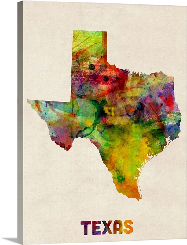 Texas Watercolor Map | Great Big Canvas