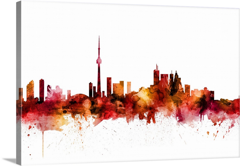 Watercolor art print of the skyline of Toronto, Canada.