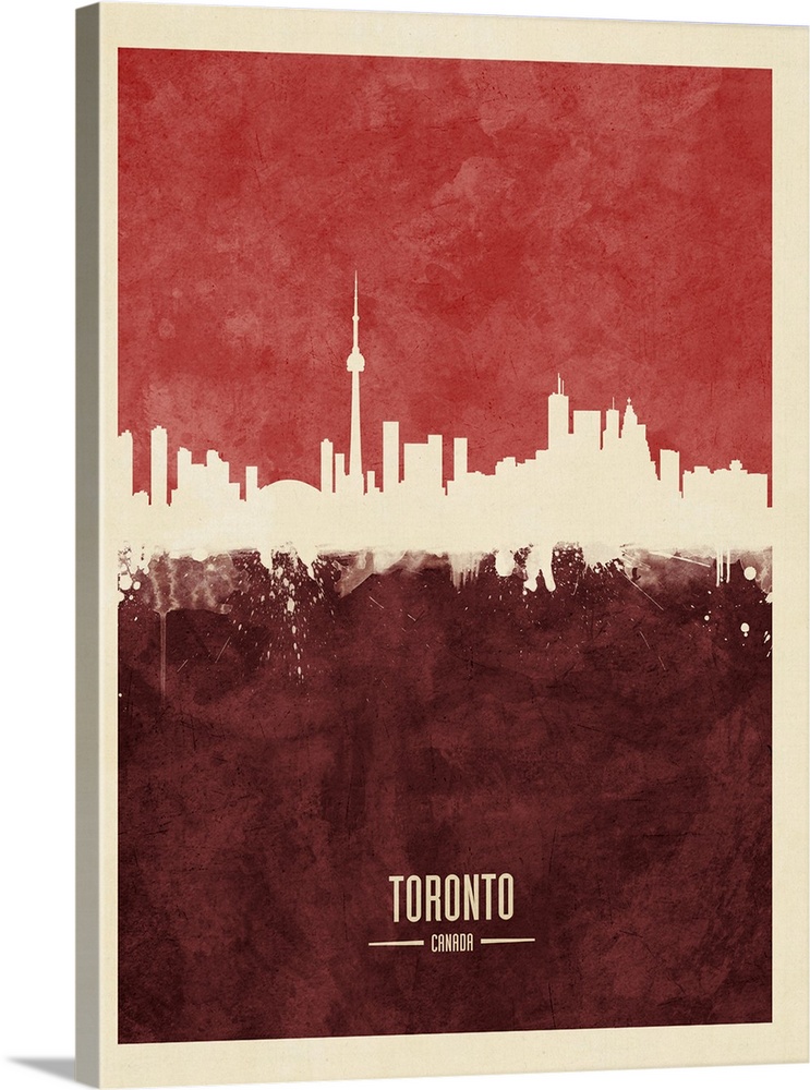 Watercolor art print of the skyline of Toronto, Canada