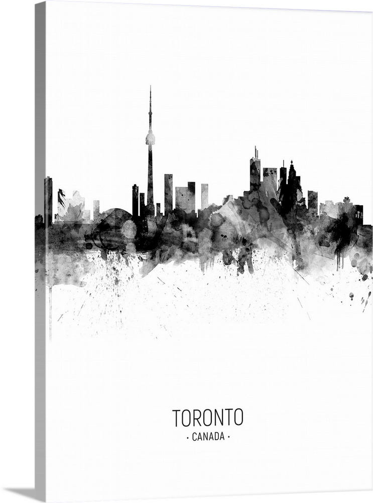 Watercolor art print of the skyline of Toronto, Canada