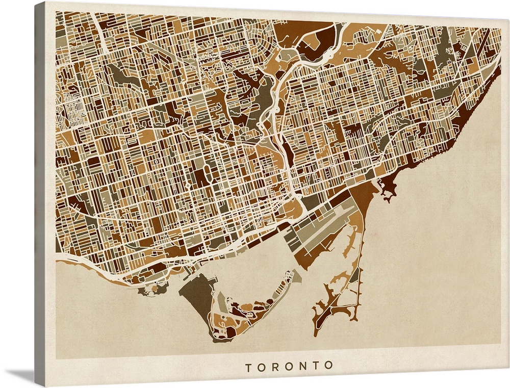 Art map of Toronto city streets.