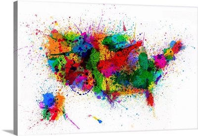 United States Paint Splashes Map