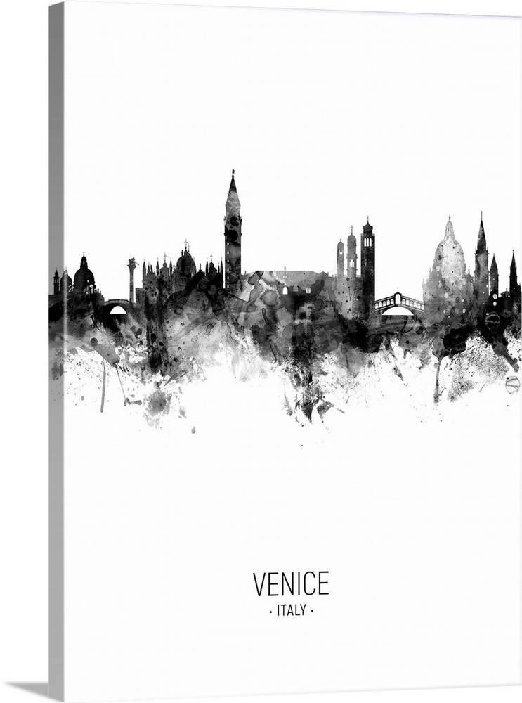 Watercolor art print of the skyline of Venice, Italy