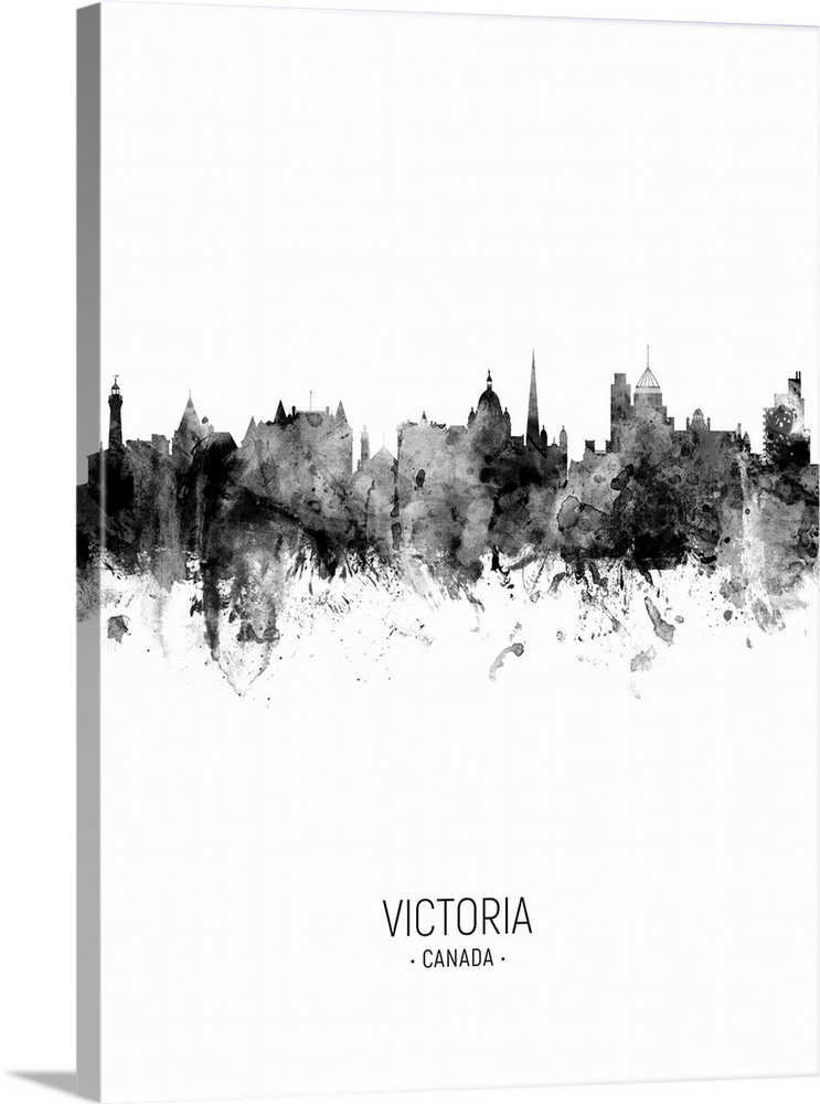 Watercolor art print of the skyline of the city of Victoria, British Columbia, Canada
