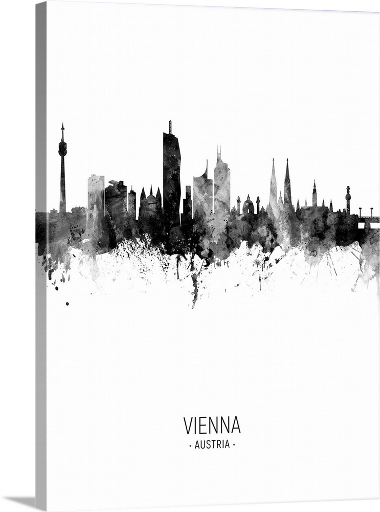 Watercolor art print of the skyline of Vienna, Austria