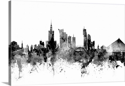 Warsaw Poland Skyline, Black and White