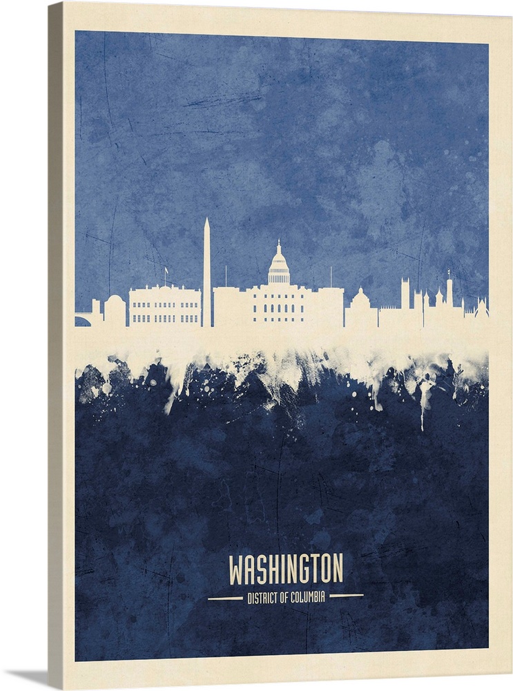 Watercolor art print of the skyline of Washington DC, United States