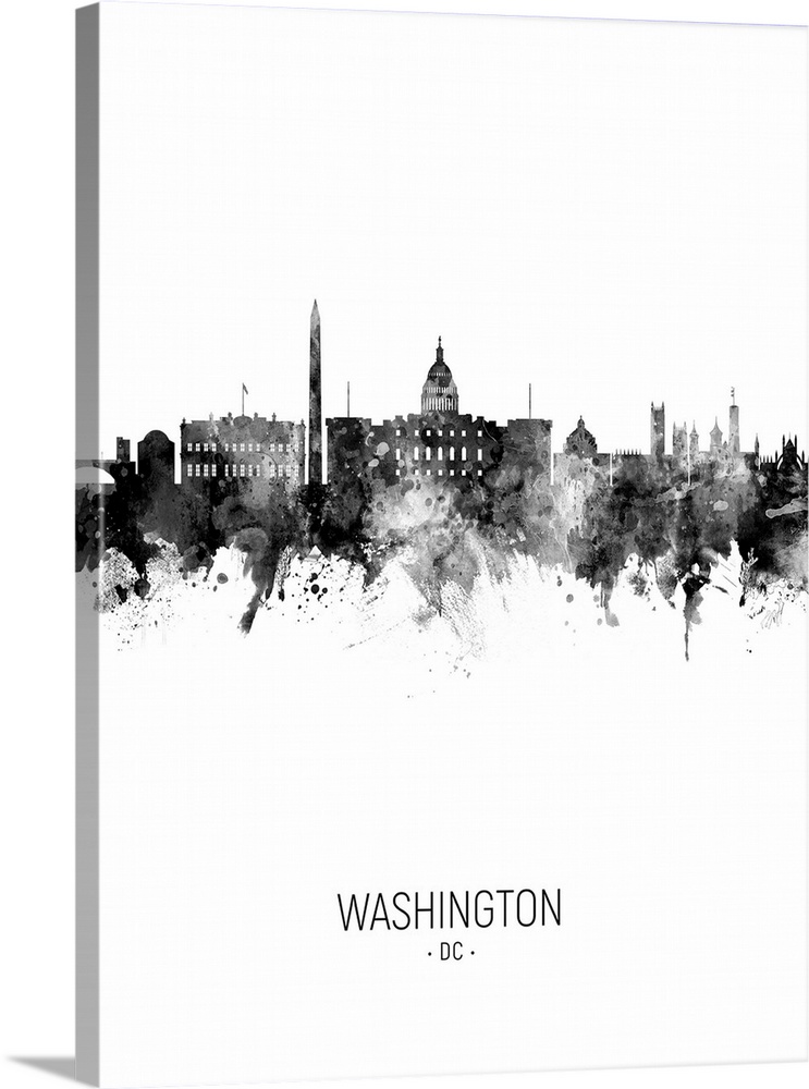 Watercolor art print of the skyline of Washington DC, United States