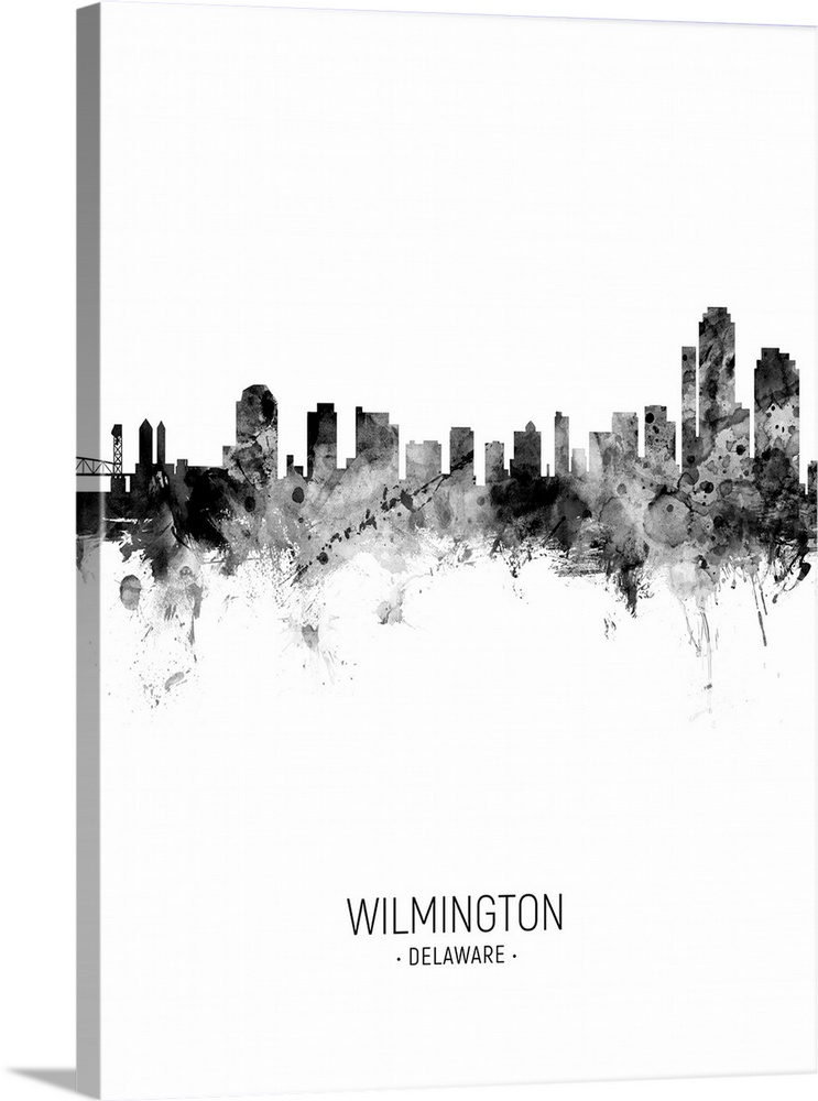 Watercolor art print of the skyline of Wilmington, Delaware, United States