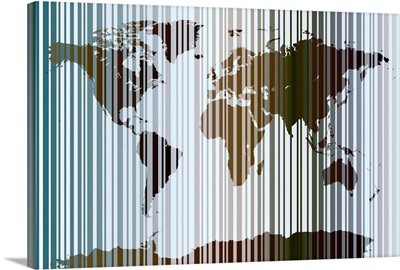 World Map Abstract Barcode