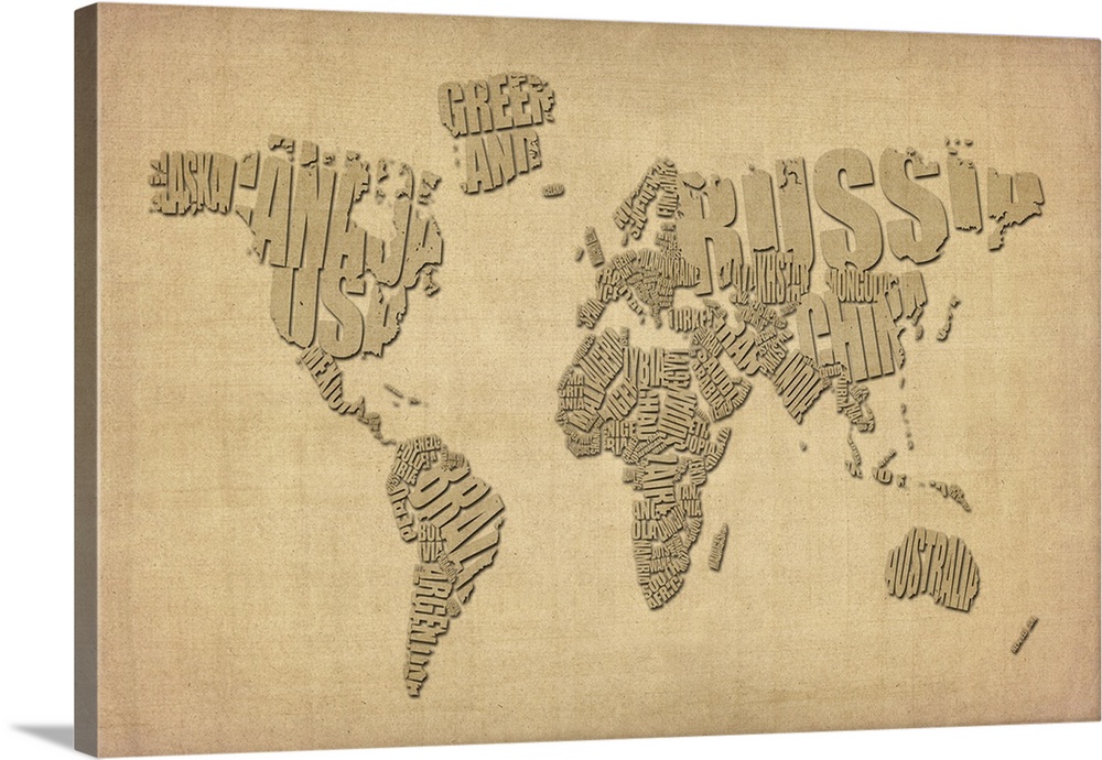 World Map made up of Country names