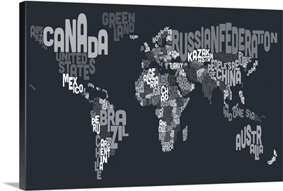 World Map made up of country names