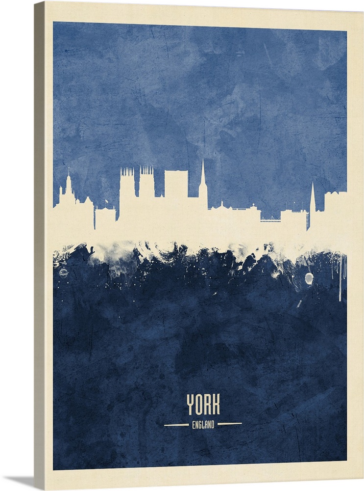 Watercolor art print of the skyline of York, England, United Kingdom