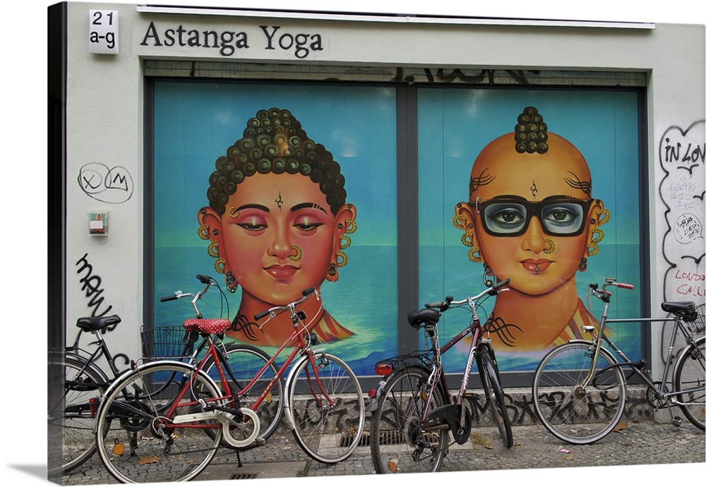 A mural on the side of a yoga studio, Berlin, Germany