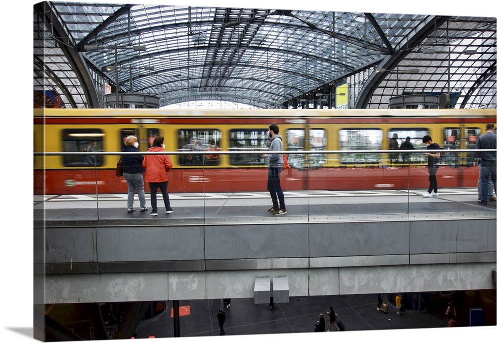 Germany, Berlin. Passing train at local Central Train Station.