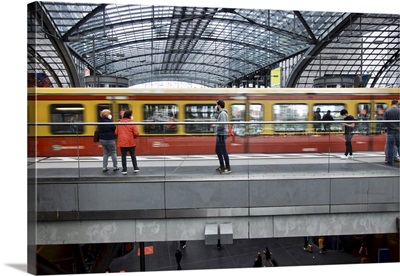 Germany, Berlin, Passing Train At Local Central Train Station