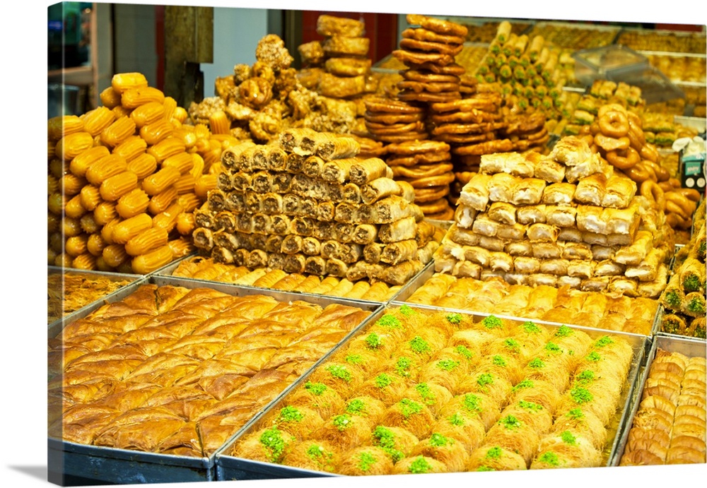 Israel, Tel Aviv: at Carmel market, sweets, candies, desserts and pastry.