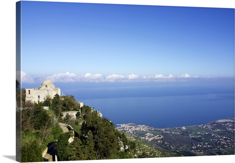 Mediterranean Sea view from the village of Erice, Sicily, Italy.