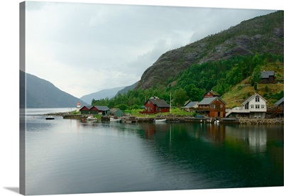 Norway, Aakrafjorden: house at the end of the Akra fjord